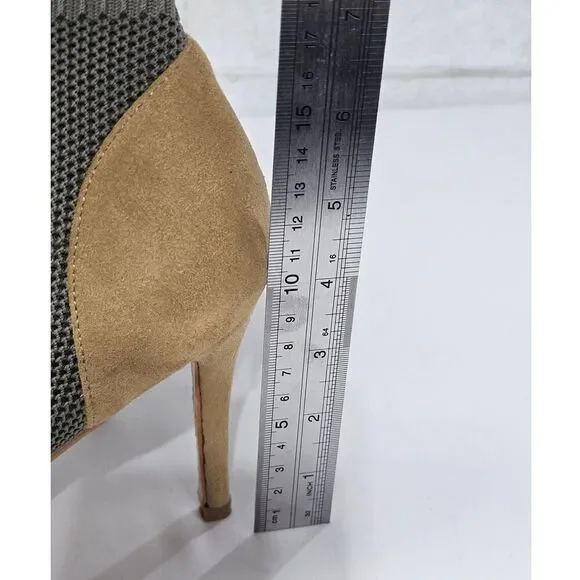 Jolimall Mesh Knit Textured Pointed Toe Stiletto Ankle Boots Olive/Khaki Size 8 - Picture 6 of 8